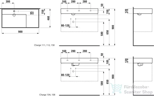 Laufen Kartell By Laufen 90x46 cm-es mosdó 2 csaplyukkal,túlfolyó nélkül,matt szürke H8103387598151