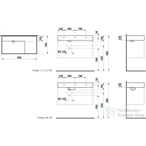Laufen Kartell By Laufen 90x46 cm-es mosdó csaplyuk és túlfolyó nélkül,LCC Active bevonattal,fehér H810338A001121