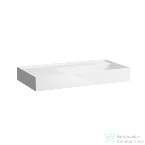 Laufen Kartell By Laufen 90x46 cm-es mosdó csaplyuk és túlfolyó nélkül,bal oldali polccal,fehér H8103390001121