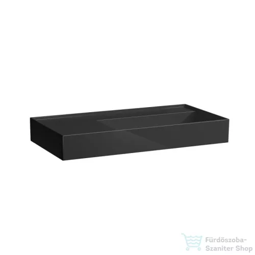 Laufen Kartell By Laufen 90x46 cm-es mosdó csaplyuk és túlfolyó nélkül,bal oldali polccal,fényes fekete H8103390201121