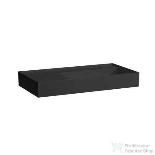 Laufen Kartell By Laufen 90x46 cm-es mosdó csaplyuk és túlfolyó nélkül,bal oldali polccal,matt fekete H8103397161121