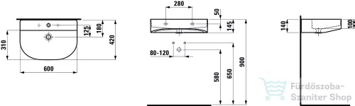 Laufen Sonar 60x42 cm-es mosdó LCC bevonattal,fehér H8103424001041