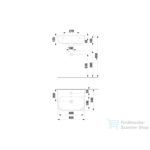 Jika DEEP BY JIKA 45,5x34 cm-es mosdó, fehér H8103650001041