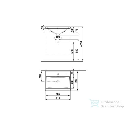 Jika PONTA 51,5x39,5 cm-es bútorra építhető mosdó, fehér H8105100001041