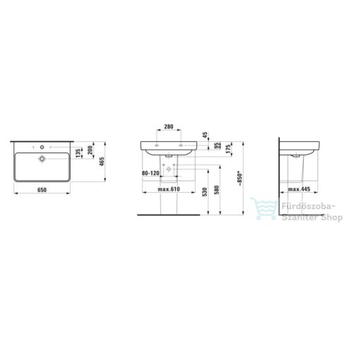 Laufen Pro S 60x46,5 cm-es mosdó LCC bevonattal,fehér H8109644001041