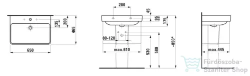 Laufen Pro S 60x46,5 cm-es mosdó LCC bevonattal,fehér H8109644001041
