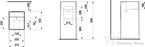 Laufen Kartell By Laufen szabadon álló mosdó csaplyuk és túlfolyó nélkül,speciális rejtett lefolyóval,fehér H8113310001121