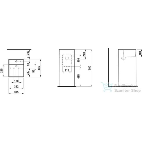 Laufen Kartell By Laufen szabadon álló mosdó 2 csaplyukkal,túlfolyó nélkül,speciális rejtett lefolyóval,fehér H8113310008151