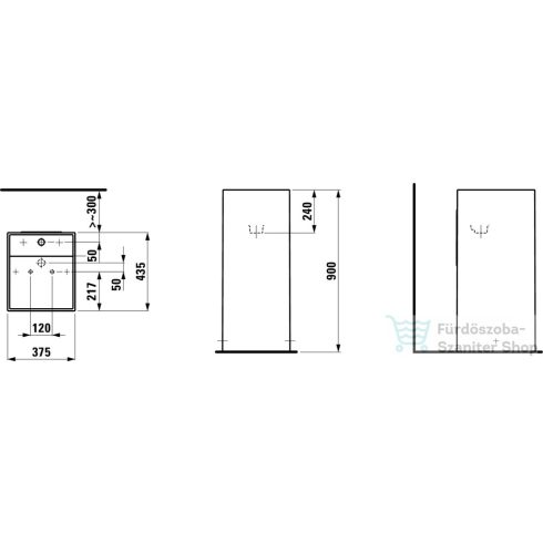 Laufen Kartell By Laufen szabadon álló mosdó, speciális rejtett lefolyóval,Fényes fekete H8113310201111