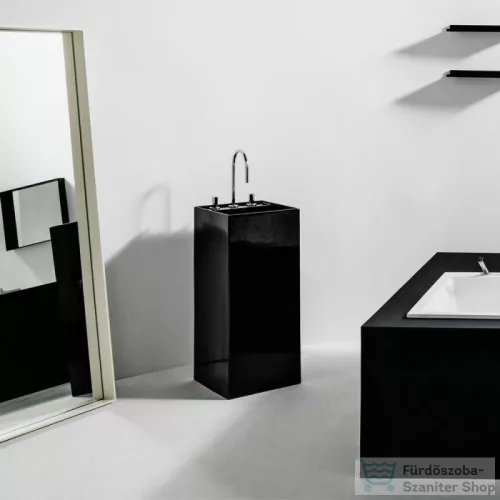 Laufen Kartell By Laufen szabadon álló mosdó 3 csaplyukkal,túlfolyó nélkül,speciális rejtett lefolyóval,fényes fekete H8113310201581