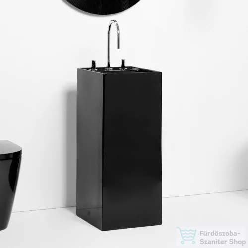 Laufen Kartell By Laufen szabadon álló mosdó 3 csaplyukkal,túlfolyó nélkül,speciális rejtett lefolyóval,matt fekete H8113317161581