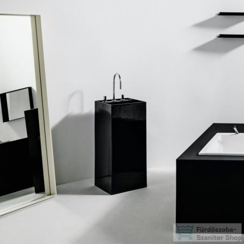 Laufen Kartell By Laufen szabadon álló mosdó 3 csaplyukkal,túlfolyó nélkül,speciális rejtett lefolyóval,matt fekete H8113317161581