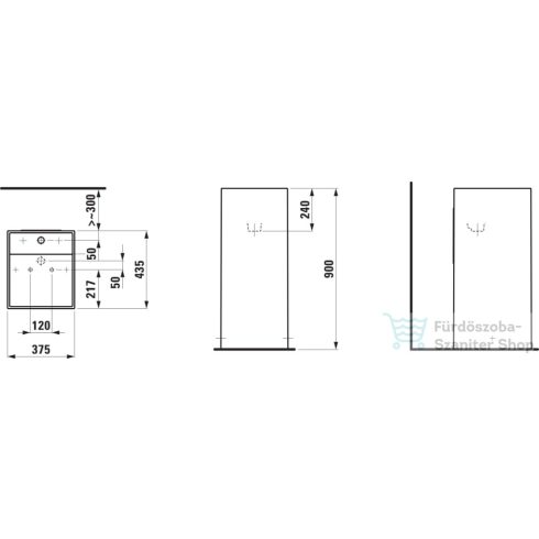 Laufen Kartell By Laufen szabadon álló mosdó 3 csaplyukkal,túlfolyó nélkül,speciális rejtett lefolyóval,LCC Active bevonattal,fehér H811331A001581