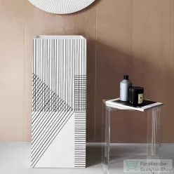   Laufen Kartell By Laufen szabadon álló mosdó csaplyuk és túlfolyó nélkül,speciális rejtett lefolyóval,fehér,fekete,vonalmintás H811331D011121