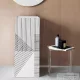 Laufen Kartell By Laufen szabadon álló mosdó csaplyuk és túlfolyó nélkül,speciális rejtett lefolyóval,fehér,fekete,vonalmintás H811331D011121