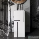 Laufen Kartell By Laufen szabadon álló mosdó csaplyuk és túlfolyó nélkül,speciális rejtett lefolyóval,fehér,fekete vonalakkal H811331D021121