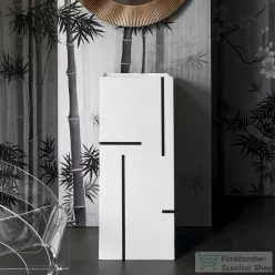   Laufen Kartell By Laufen szabadon álló mosdó csaplyuk és túlfolyó nélkül,speciális rejtett lefolyóval,fehér,fekete vonalakkal H811331D021121