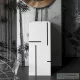 Laufen Kartell By Laufen szabadon álló mosdó csaplyuk és túlfolyó nélkül,speciális rejtett lefolyóval,fehér,fekete vonalakkal H811331D021121