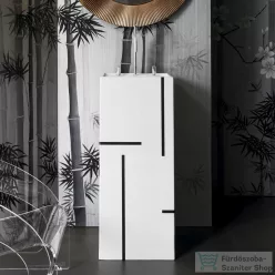   Laufen Kartell By Laufen szabadon álló mosdó 3 csaplyukkal,túlfolyó nélkül,speciális rejtett lefolyóval,fehér,fekete csíkokkal H811331D021581