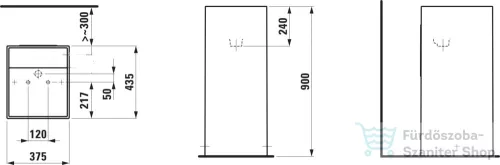 Laufen Kartell By Laufen szabadon álló mosdó csaplyuk és túlfolyó nélkül,speciális rejtett lefolyóval,fehér,fekete,szürke H811331D031121