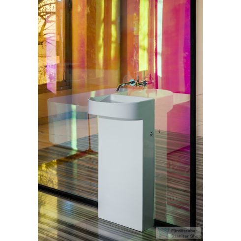 Laufen Sonar 41x38 cm-es szabadon álló mosdó armatúrapad nélkül,matt fehér H8113417571121