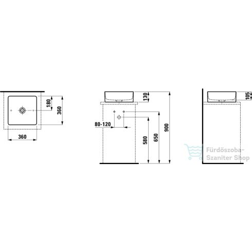 Laufen Living SaphirKeramik mosdótál 36x36 cm H8114330001121 ( 811433 )