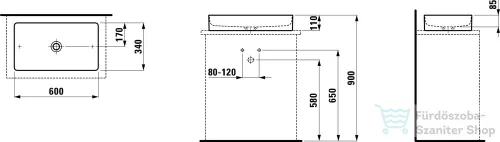 Laufen Living SaphirKeramik mosdótál 60x34 cm H8114340001121 ( 811434 )
