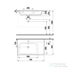 Jika Mio 75x45 cm-es fali mosdó jobb oldali pulttal,Perla bevonattal,fehér H8117101001041