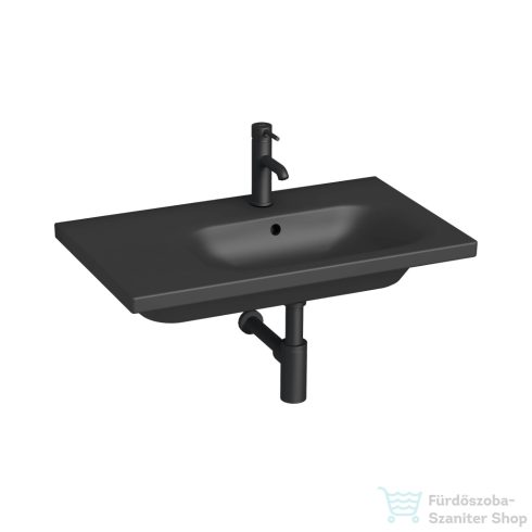 Jika Mio 75x45 cm-es fali mosdó bal oldali pulttal, matt fekete H8117117161041