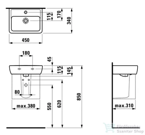 Laufen Pro 45x34 mosdó H8119510001041( 811951 )