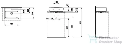 Laufen Pro 45x34 mosdótál, alsó felülete csiszolt H8119520001041( 811952 )