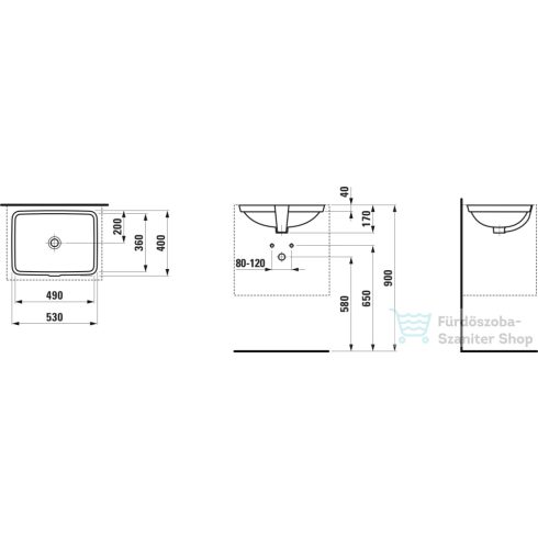 Laufen Pro S 49x36 cm-es alulról beépíthető mosdó LCC bevonattal,fehér H8119604001091