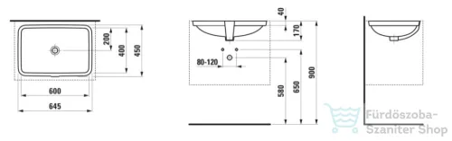 Laufen Pro S 60x40 cm-es alulról beépíthető csiszolt aljú  mosdó LCC Active bevonattal,fehér H811969A001091