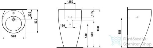 Laufen Ilbagnoalessi One 52x53x85 mosdó, integrált mosdólábbal H8119714001041 ( 811971 )