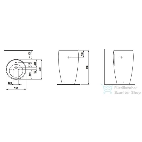 Laufen Ilbagnoalessi One 53x53x90 cm-es mosdó integrált mosdólábbal,Cafe matt H8119721881041