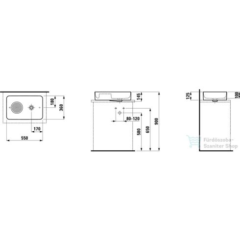 Laufen Val SaphirKeramik 55x36 cm-es mosdótál félig száraz zónával,matt fehér H8122827571091