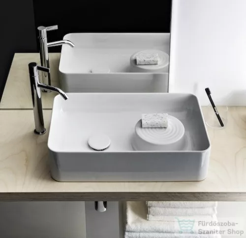 Laufen Val SaphirKeramik 55x36 cm-es mosdótál félig száraz zónával,LCC Active bevonattal,fehér H812282A001091