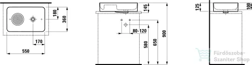 Laufen Val SaphirKeramik 55x36 cm-es mosdótál félig száraz zónával,LCC Active bevonattal,fehér H812282A001091