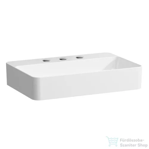 Laufen Val SaphirKeramik 60x40 cm-es pultra ültethető mosdó 3 csaplyukkal,túlfolyó nélkül,LCC bevonattal,fehér H8122854001581