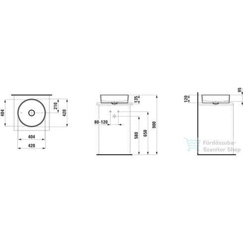 Laufen Kartell 42 cm-es pultra ültethető mosdótál,matt fekete H8123317161121
