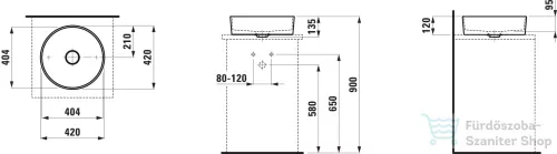 Laufen Kartell 42 cm-es pultra ültethető mosdótál,Graphite matt H8123317581121