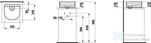 Laufen Sonar 34x34 Mosdótál, textúrával, armatúrapad nélkül, túlfolyó nélkül H8123410001121 ( 812341 )