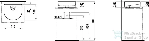 Laufen Sonar 41x36,5 Mosdótál, armatúrapad nélkül, túlfolyó nélkül H8123420001121 ( 812342 )