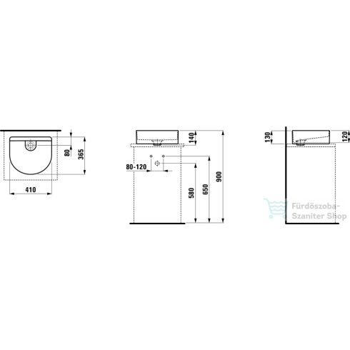 Laufen Sonar 41x36,5 cm-es csaplyuk nélküli mosdótál,túlfolyó nélkül,LCC beonattal,fehér H8123424001121