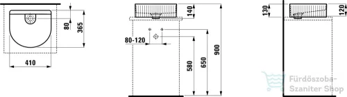 Laufen Sonar 41x36,5 Mosdótál, textúrával, armatúrapad nélkül H8123430001121 ( 812343 )
