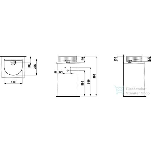 Laufen Sonar 41x36,5 cm-es csaplyuk nélküli mosdótál textúrával,matt fehér H8123437571121