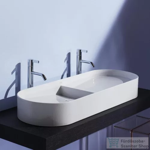 Laufen Sonar 100x37 cm-es csaplyuk nélküli mosdótál textúrával,LCC bevonattal,fehér H8123494001121