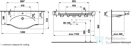 Laufen Palace 120x51 mosdó, törölközőtartóval H8127040001041 ( 812704 )