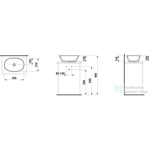 Laufen The New Classic 45x31 cm-es mosdótál,matt fehér H8128507571121