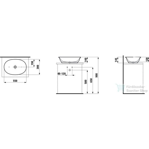 Laufen The New Classic 55x38 mosdótál, túlfolyó nélkül H8128520001121 ( 812852 )